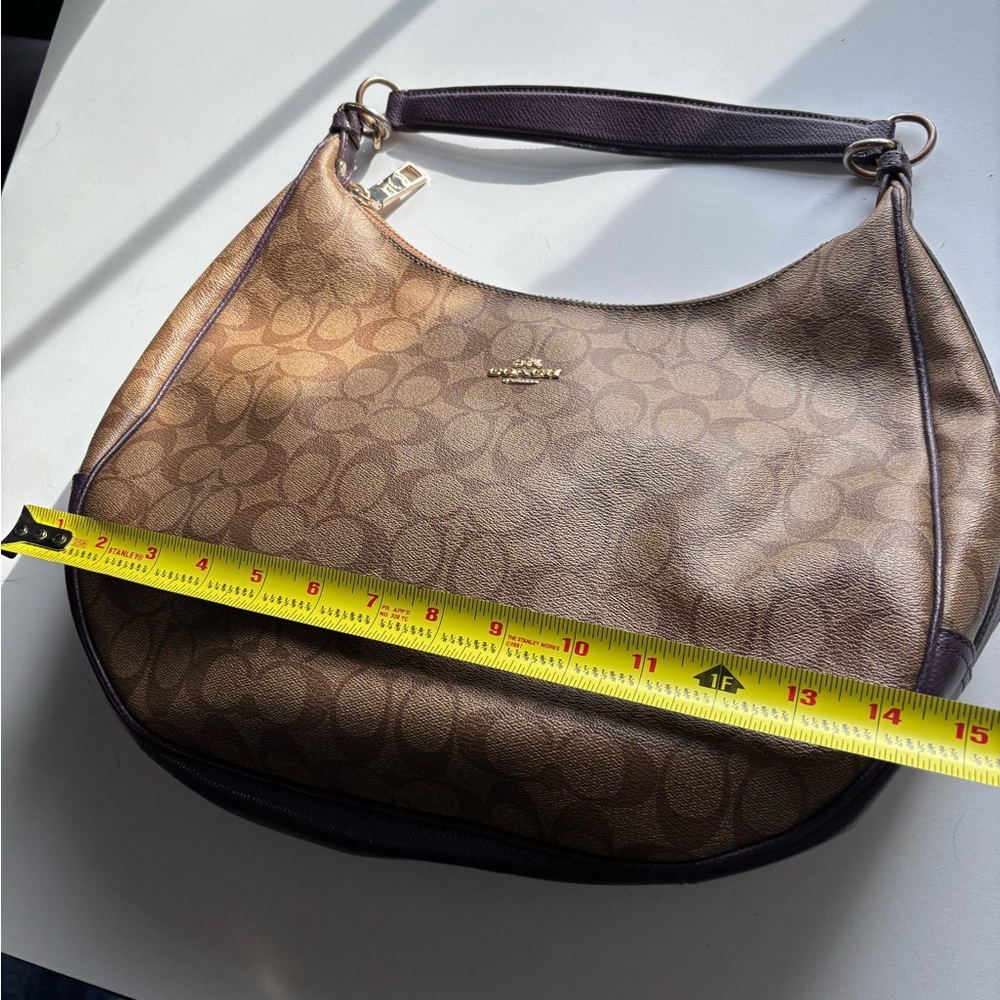 Coach Purple and Brown Signature Hobo Bag - Picture 5 of 6